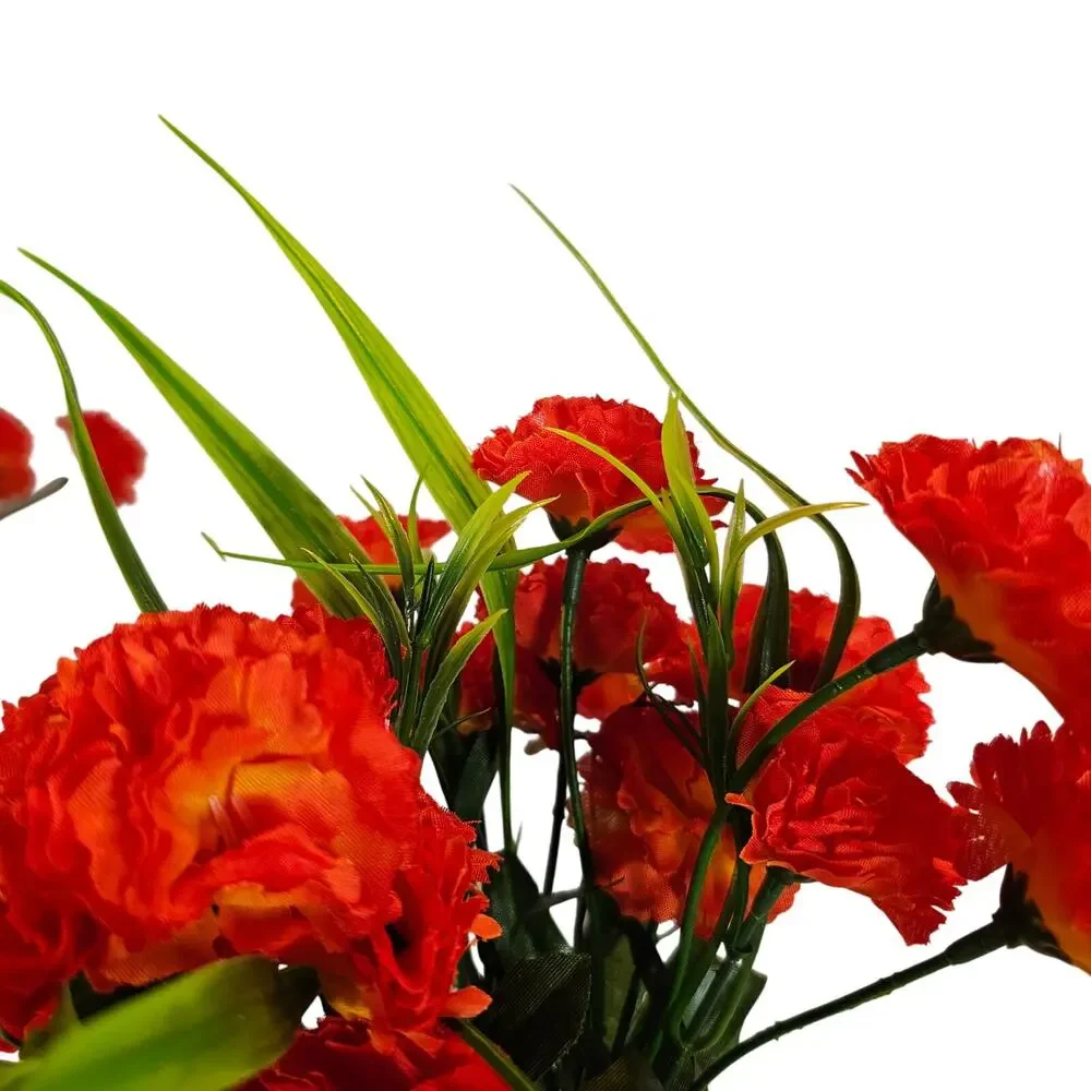 Orange Artificial Carnation Flower Bushes Faux Floral Greenery 11